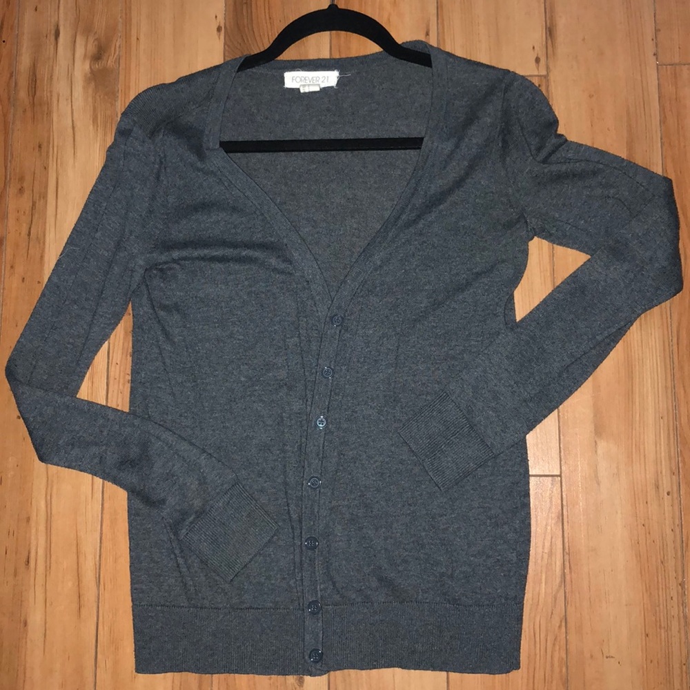 Forever 21 grey button front cardigan